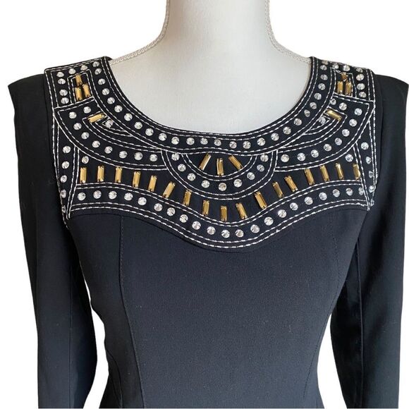 Alice By Temperly Black Beaded Dress Size 4 - Picture 4 of 6